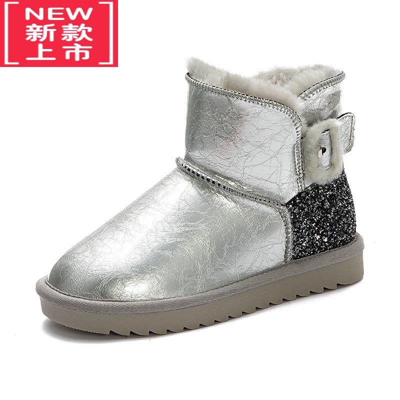 可莉允女童雪地靴2022年冬季一体新款棉靴加绒保暖中大童儿童雪地棉图片