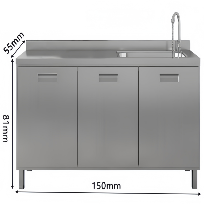 依韵珂不锈钢橱柜150*55*81cm个高清大图