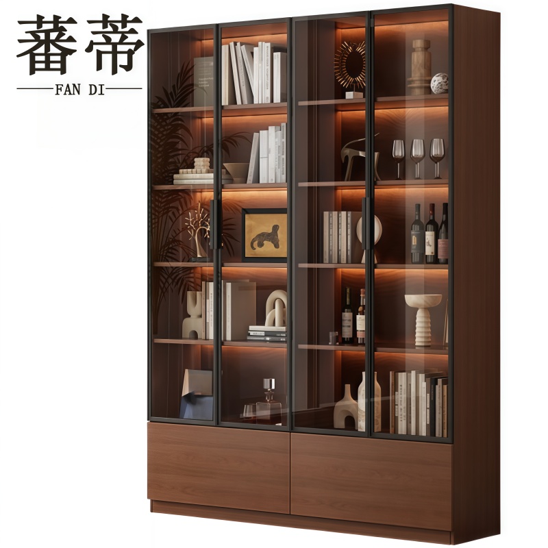 胡桃木书柜高清大图