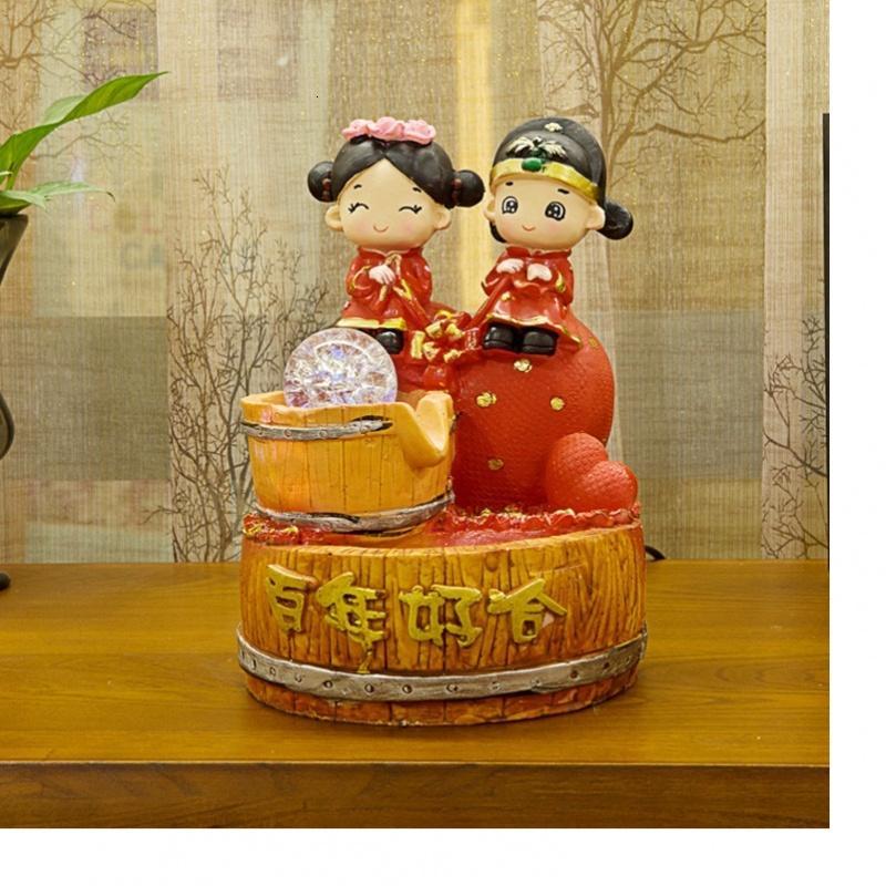 普润 百年好合 流水摆件/风水摆件/树脂摆件 滚珠彩灯款