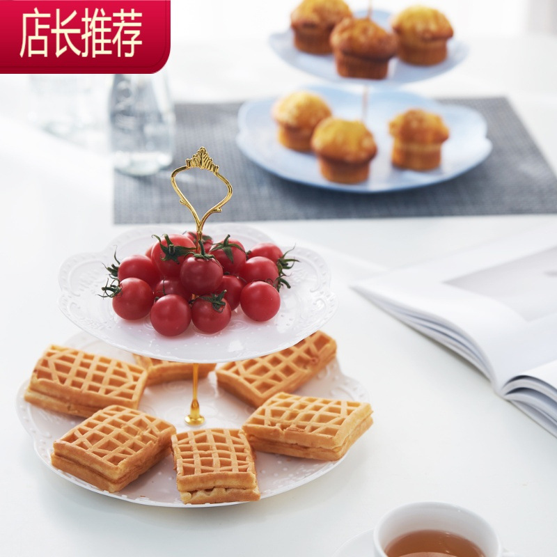 欧式三层水果盘甜品台多层蛋糕架干 果盘 茶甜品台生日趴JING PING 3层圆形-白色