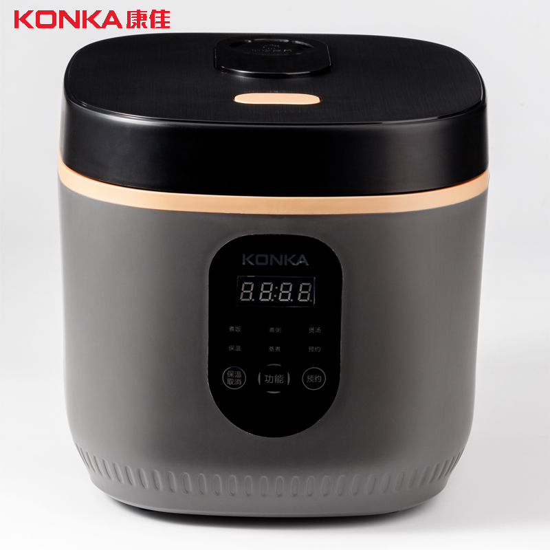 康佳KONKA立体加热迷你玲珑煲3L铝合金内胆智能液晶显示小巧家用康佳(KONKA)迷你电饭煲家用电脑款多功能电饭锅不粘