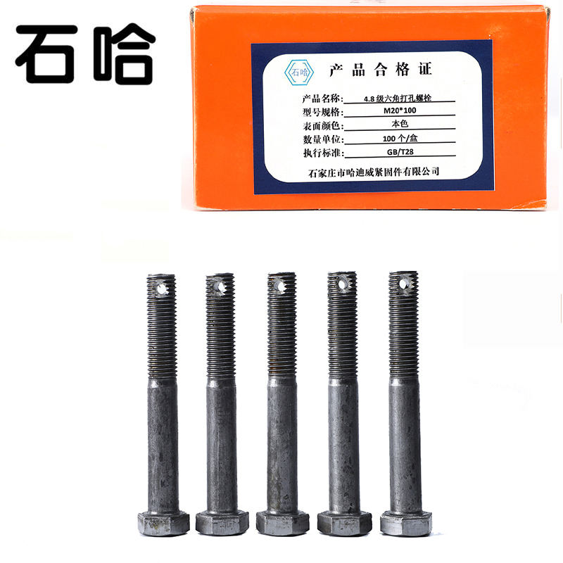 石哈外六角打孔螺栓-C级 4.8级M20*100(个)高清大图