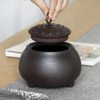 言艺(yanyi) 紫砂茶叶罐中大号家用储物防潮密封茶罐 紫泥年升罐约可装茶叶150g