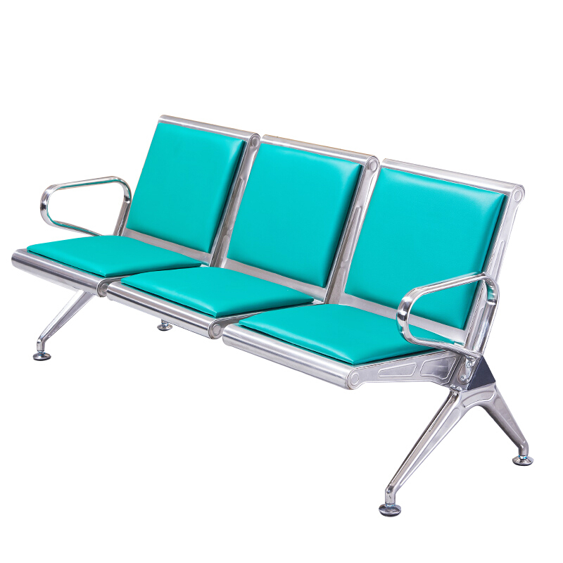 绵冠MIANGUAN机场椅候车椅连排椅医院候诊椅输液椅银行等候椅 绿色三人位