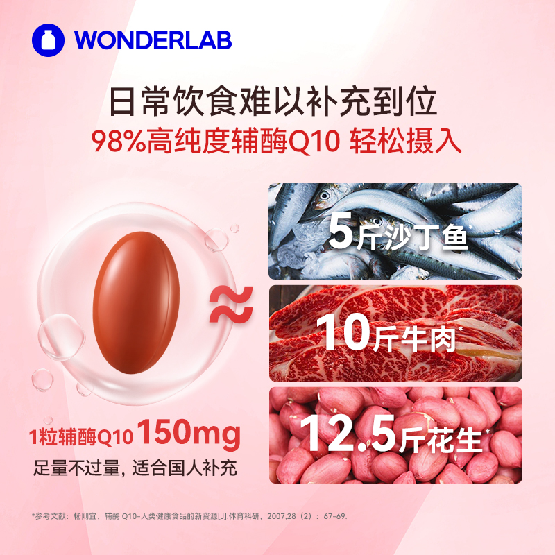 WONDERLAB 万益蓝辅酶Q10+PQQ软胶囊60粒双效合一黄金搭配健康体质心脏护血管 中老年营养保健高清大图