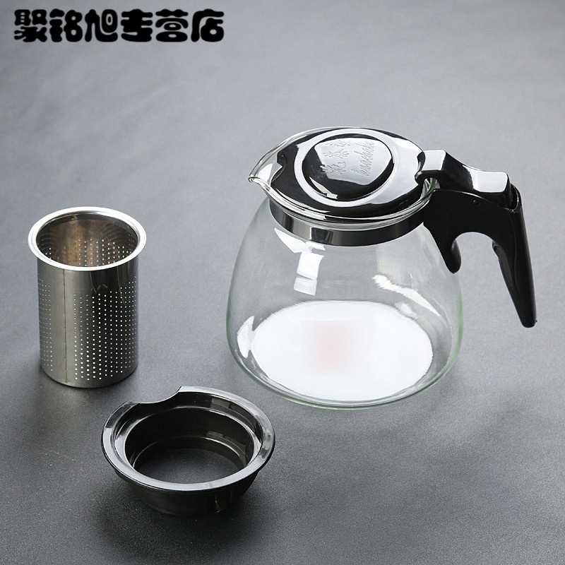 耐热玻璃过滤茶壶 大容量花茶壶茶杯普洱茶壶不锈钢泡茶壶整套家用喝茶水具水杯套装待客喝茶茶具陶瓷水具
