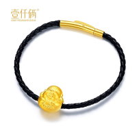 壹仟俩 999足金弥勒佛笑口常开硬金绳手链通用定价黄金饰品 YC0022