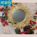 敬平巴洛克手持化妆镜美容院复古风手柄镜便携随身小镜子手拿镜子简约便携式用镜 太阳花镜