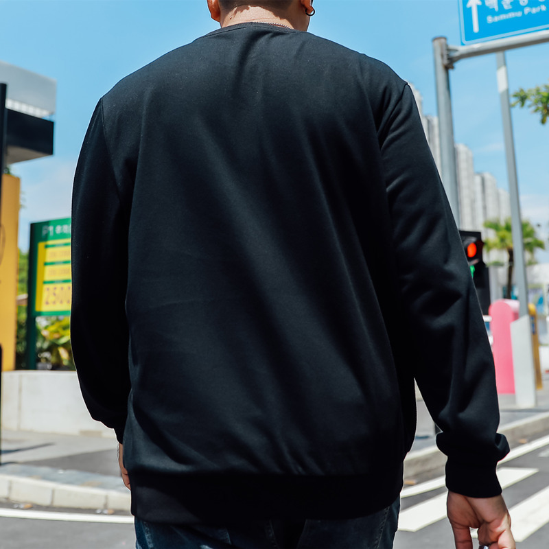 歌爱妮2020秋季大码卫衣男潮牌宽松加肥加大胖子肥佬男装套头圆领上衣200斤