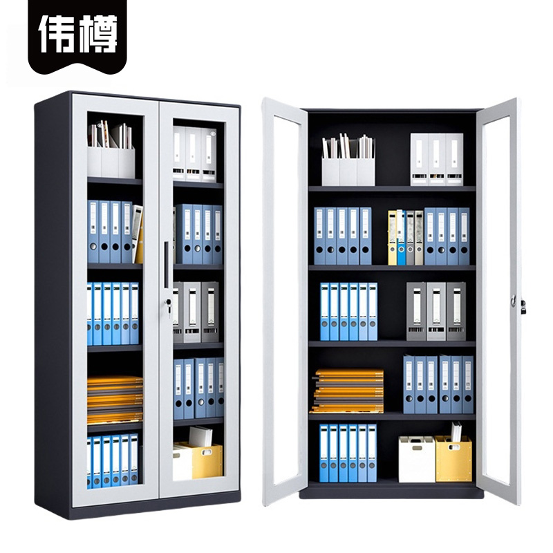 伟樽办公文件柜灰套白通玻门900*400*1850mm台高清大图