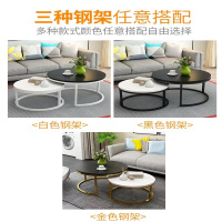 迅众 大圆黑+小圆白700*700*450mm 北欧茶几简约现代客厅钢化玻璃茶几小户型简易迷你阳台圆形小桌子