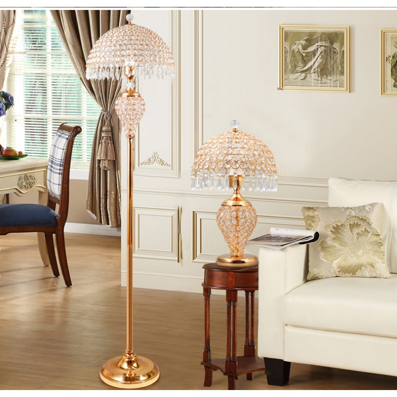 欧式水晶落地灯卧室闪电客客厅立式台灯落地灯ins风极简轻奢网红