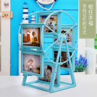 洗12张照片5寸欧式摩天轮相框大风车创意组合婚纱儿童相片架|浮雕天蓝色[组装款] 5寸相框[不含洗照片]
