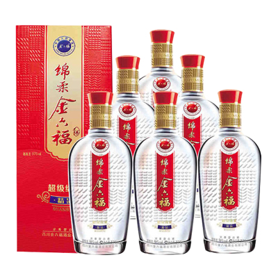 金六福 超级绵柔 50度 375ml*6 箱装 浓香型白酒 高度白酒