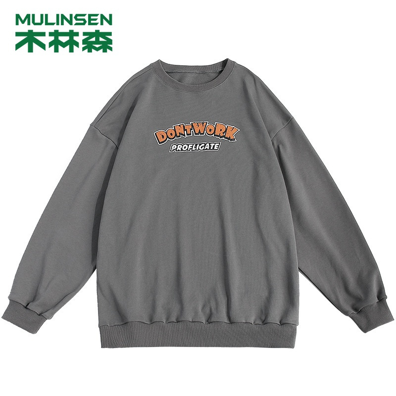 [直营]木林森(MULINSEN)新港风男装 秋冬新款发泡立体印花美式潮牌情侣卫衣男