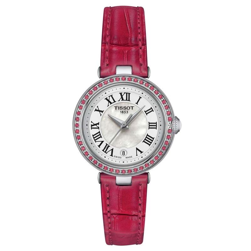 Tissot/天梭女士石英防水钻石刻度真皮表带商务时尚瑞士腕表高清大图