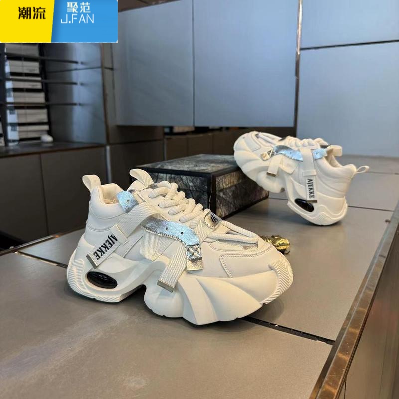 聚范欧洲站男鞋夏季透气潮牌高级感运动休闲厚底增高气垫小白老爹潮鞋高清大图