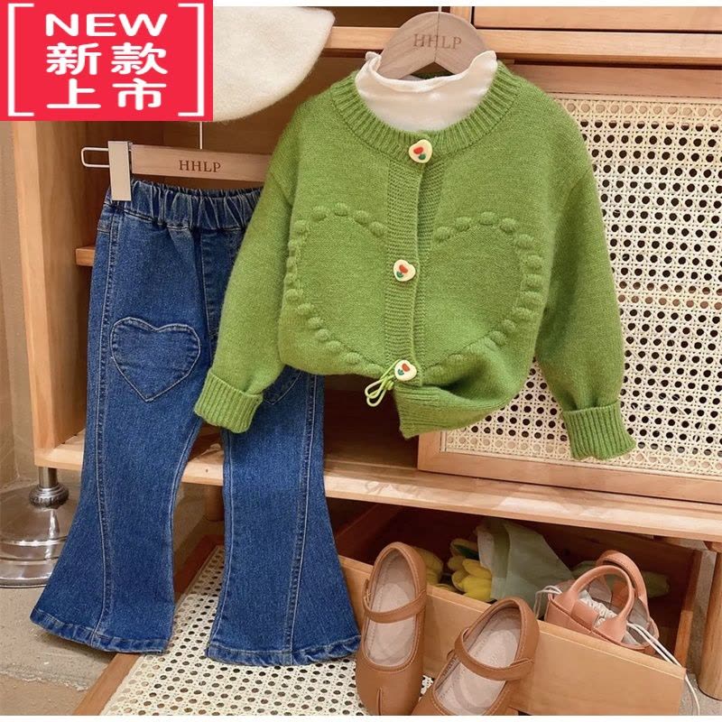 可莉允女童秋季针织衫2022新款儿童爱心毛衣小女孩洋气韩版外套开衫上衣图片