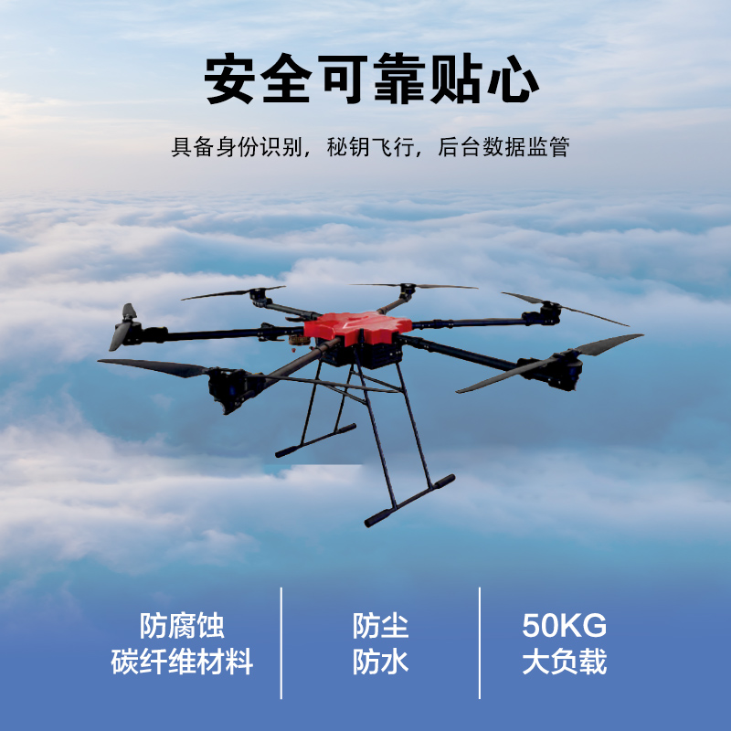 舒博纳 3WWDZF6-50DS 运输精准定位智能抛投应急救援空投运输六旋翼无人机+补给箱(载重80KG)高清大图