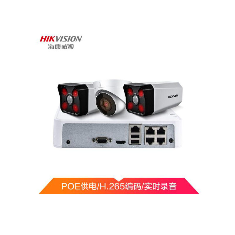 海康威视(HIKVISION) 摄像头 监控套装 B12H2室内室外监控 3路带2T硬盘