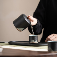 苏氏陶瓷(SUSHI CERAMICS)手绘釉画彩千里江山侧把茶壶干泡茶盘功夫茶具套装礼盒