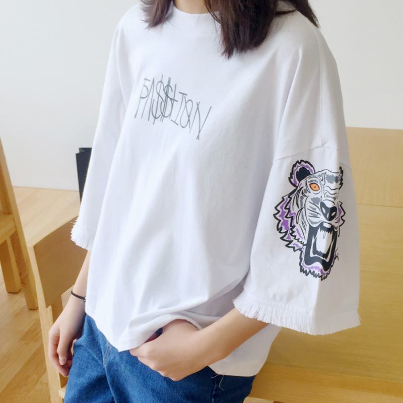 2018夏季新款韩版短袖T恤女士衣服宽松学生上衣女装