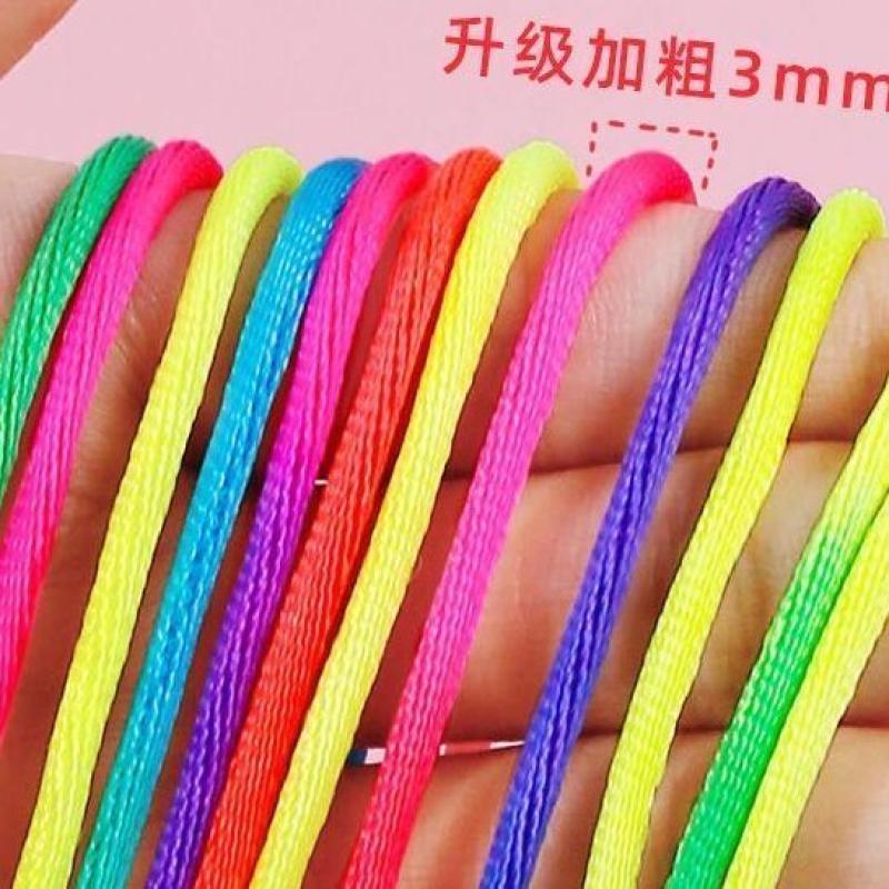 儿童翻花绳的花绳子专用绳小学生挑花绳编花绳玩具学生彩虹彩色绳--益智玩具;【5盒】