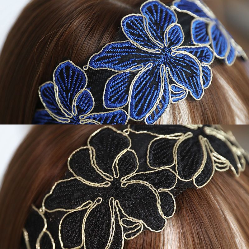 蕾丝宽边发箍压发发带短发带齿防滑金丝贵气韩版头箍女发卡发饰花朵