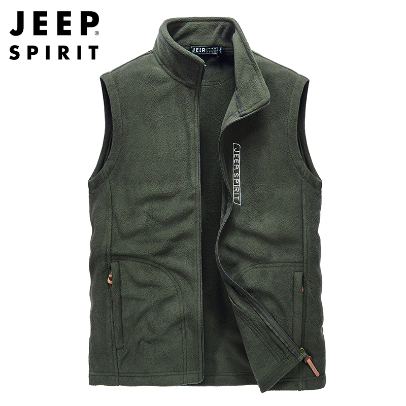 JEEP SPIRIT吉普马甲男2021秋季新款加绒坎肩马夹背心休闲户外中青年男士保暖上衣