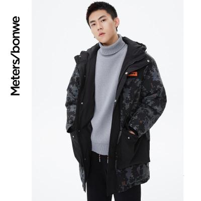 【1件3折价:199.5】美特斯邦威羽绒服男士冬季新款宽松工装连帽休闲保暖羽绒服 迷彩黑色组 L高175-180重140-170斤