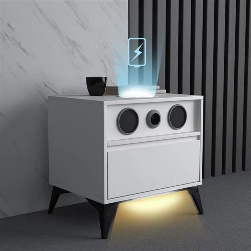 智能床头柜简约现代轻奢无线充电音响带灯多功能免安装床头柜网红