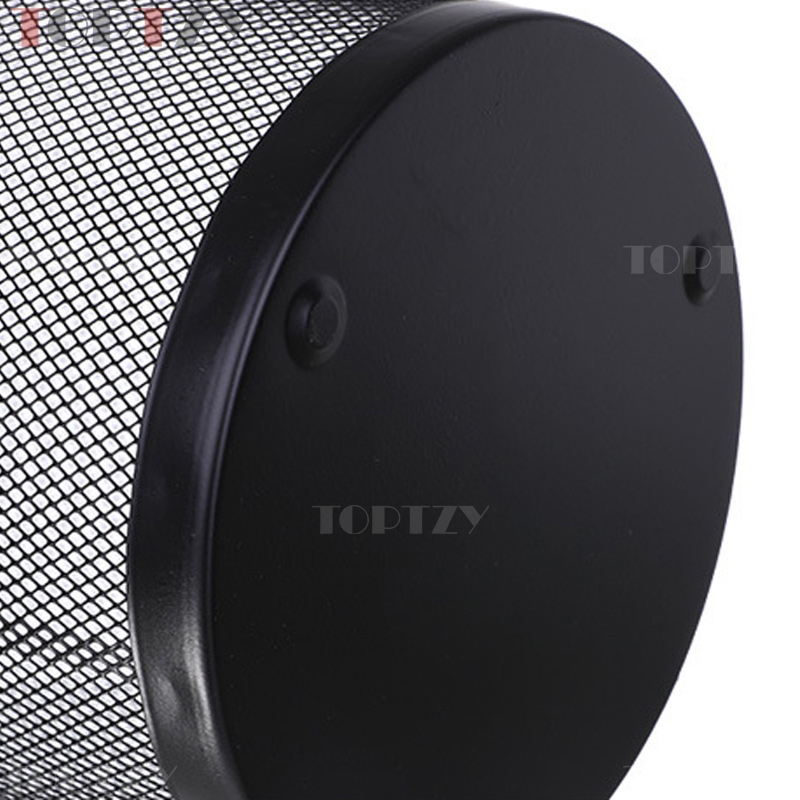 toptzy TZ4022203 网状圆形垃圾桶铁艺垃圾篓无盖纸篓 黑色大号高清大图