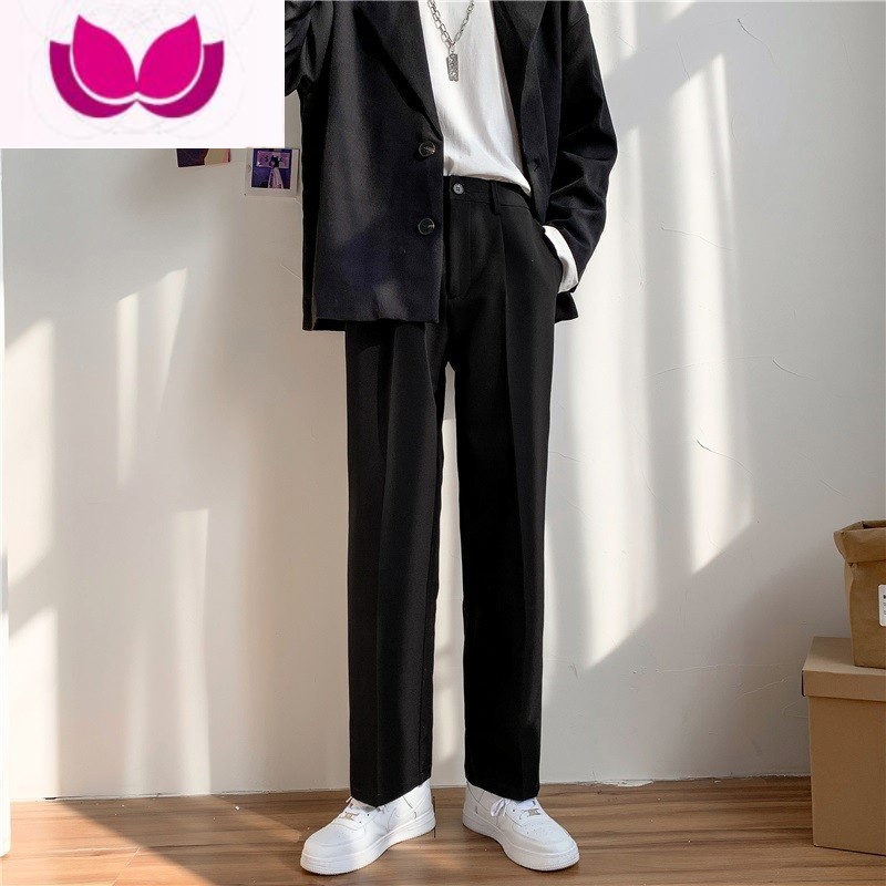 七斓轻熟风痞帅直筒西裤男垂坠感阔腿裤西装裤高级感纯色休闲裤H高清大图