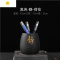 喻娄陶瓷笔筒时尚可爱学生is网红简约办公室桌面个性摆件复古中国风 静-荷花-黑色