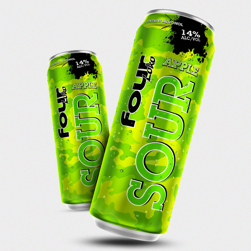 four loko四洛克预调鸡尾酒 洋酒 果酒 迷彩系列酸苹果味695ml一罐装