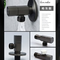 潜水艇角阀全铜黑色三角阀加厚加长家用冷热水器三角阀门马桶八字阀