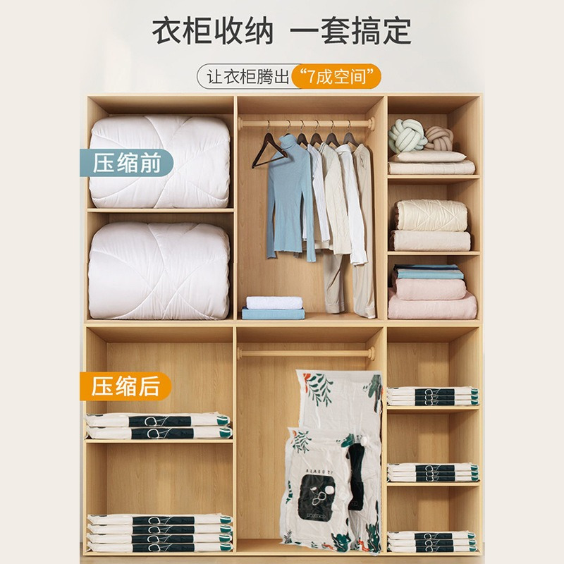 丽佳邦加厚真空收纳压缩袋衣服衣物被子收纳袋新款塑料家用宿舍专用袋子 绿叶雨林5个 中号60*80CM加厚高清大图