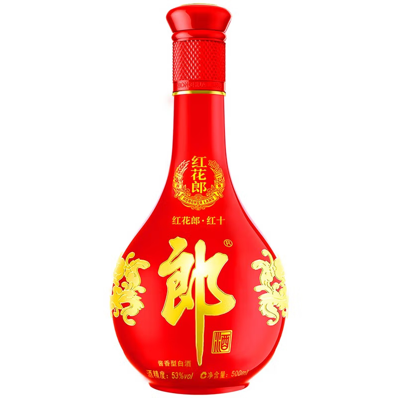 郎酒 红花郎10 第四代 酱香型白酒 53度 500ml *6瓶 一箱