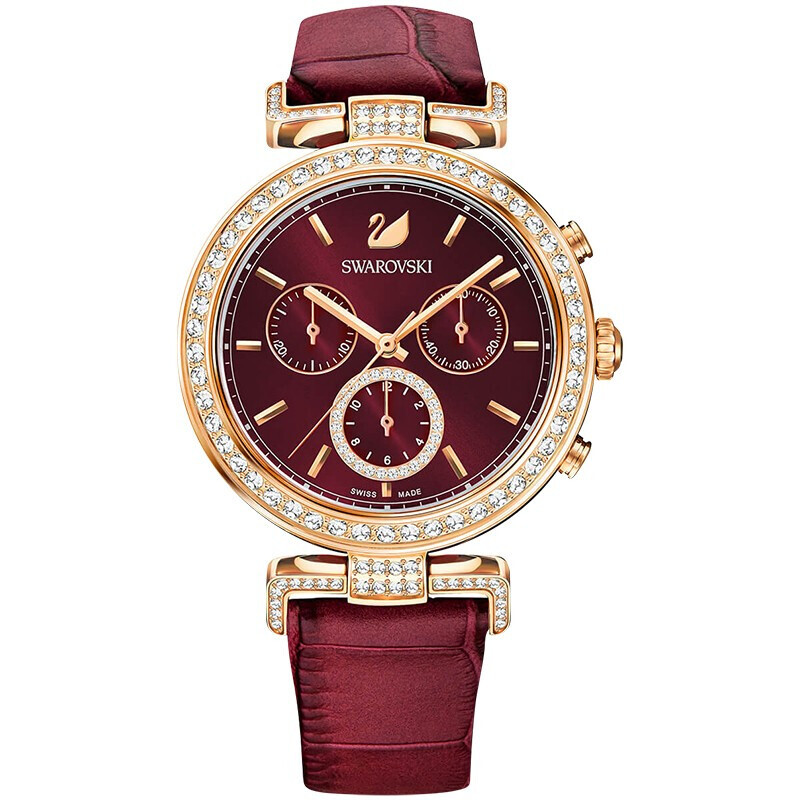 施华洛世奇(swarovski)休闲时尚皮带女手表 学生镶钻星空ins风石英