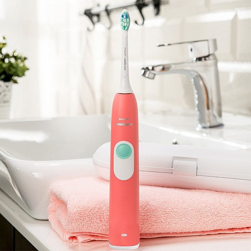 飞利浦(Philips)电动牙刷HX6225/16甜美粉 充电式31000次/分钟声波震动式清洁牙刷 防御牙菌斑