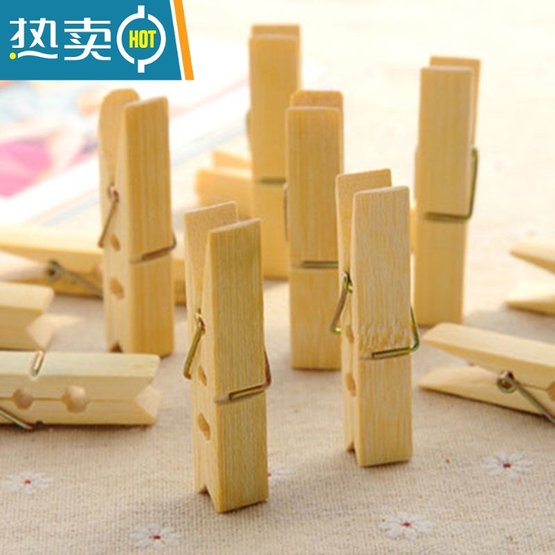 敬平竹夹子晾衣夹子家用强力木夹子晒被夹小夹子衣服夹子防风大棚夹子 [5袋/100个]买到就是赚到高清大图