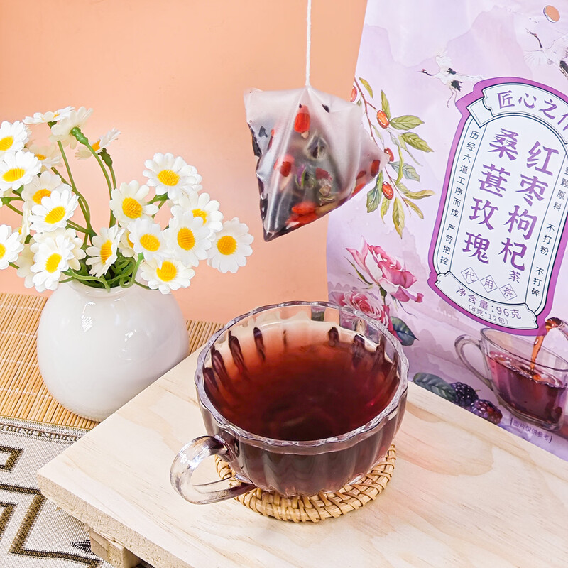 知福亚美春桑葚玫瑰红枣枸杞茶组合花茶袋泡茶独立三角包高清大图