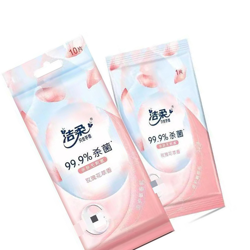 洁柔面子花萃柔肤湿巾(10片装)独立装10包 JS004-01 新老款随机高清大图