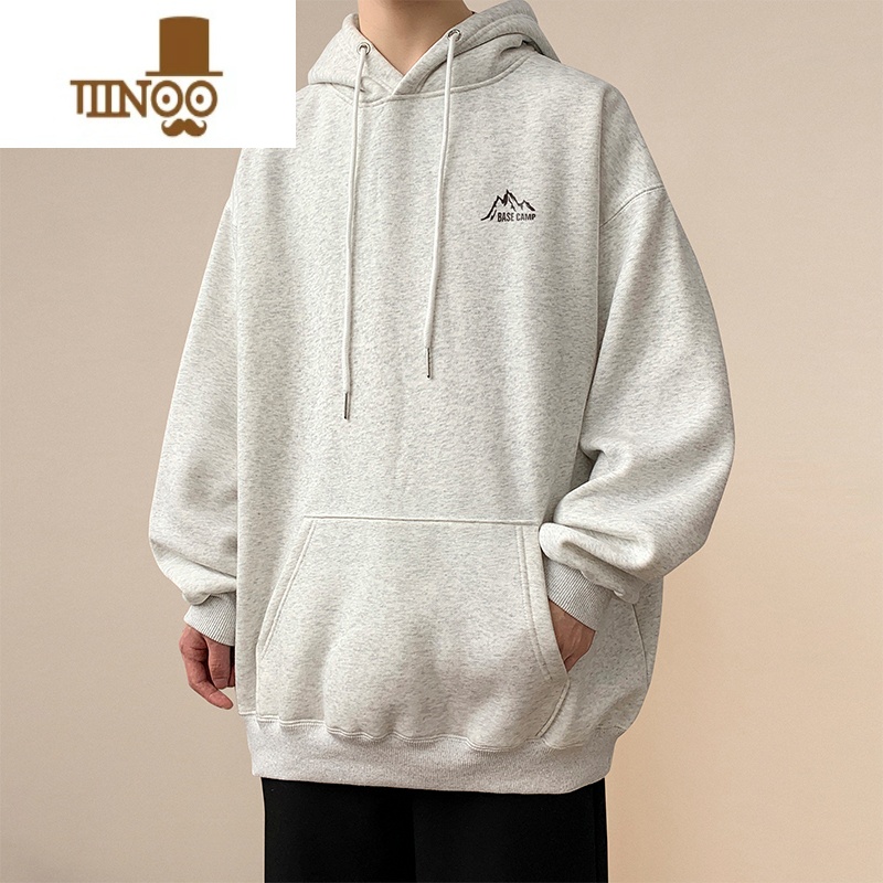 YANXU连帽卫衣男士2023新款春潮牌宽松简约百搭加绒加宽33高清大图