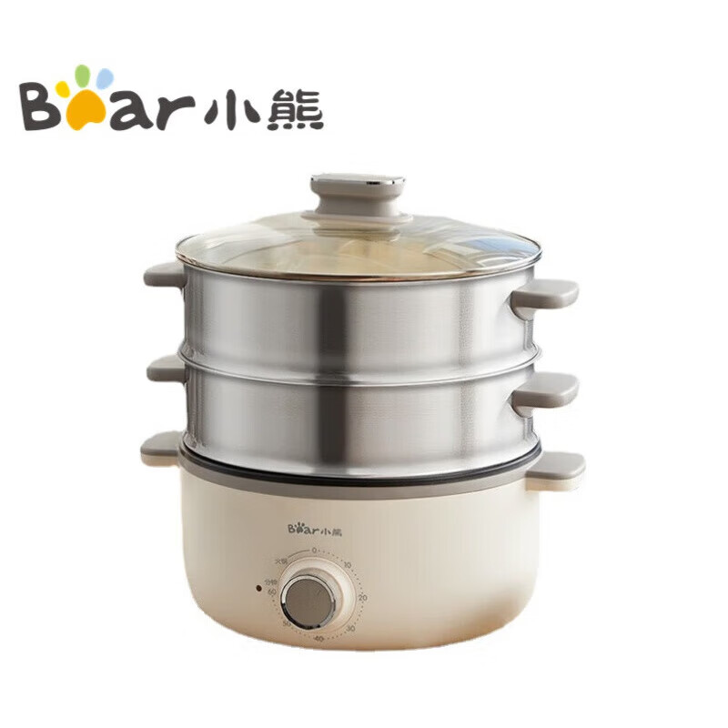 小熊(Bear)电蒸锅 多用途多功能家用蒸包子锅大容量13L定时防干烧分体式 DZG-CA3A1 白色