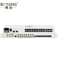 博扬 综合业务电话光端机 16路电话+8路百兆以太网物理隔离 单纤60km 机架式 1对价BY-16P8FV-60km