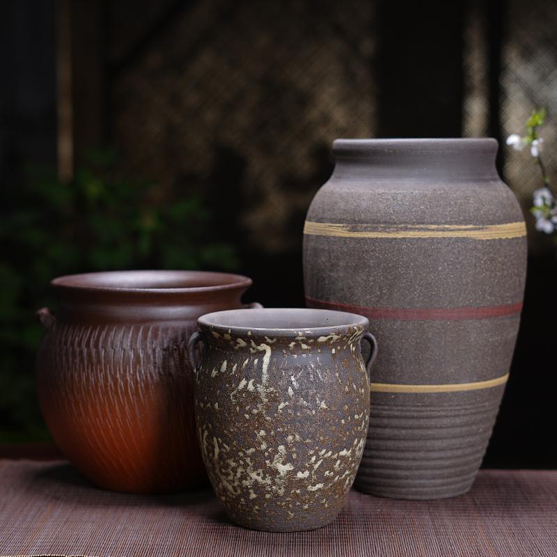 特大号粗陶瓷花盆素烧土陶罐高简约兰老桩多肉植物花盆透气
