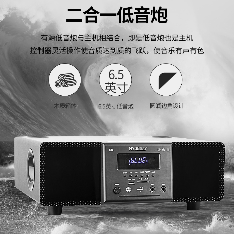 现代 HYUNDAI 家庭影院音响组合KTV套装 模拟5.1音响设备客厅电视家用壁挂落地 H1家影+万利达麦克风vt10
