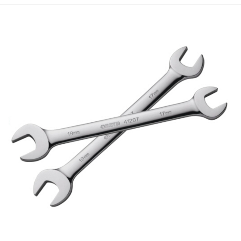 世达（SATA）41207 全抛光双开口扳手17*19MM